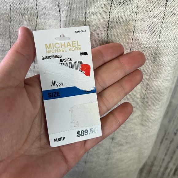 NWT Michael By Michael Kors Cream Colored Tank Top, Gold Rings, Lightweight, XL - Picture 6 of 8